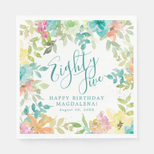 85. Geburtstag Sommer Wasserfarbe Floral Benutzerd Serviette