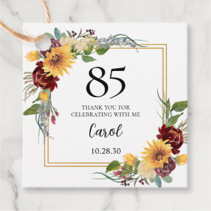 85. Geburtstag Sonnenblumen Danke Geschenkanhänger