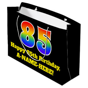 85. Geburtstag ~ Spaß, farbig, lebhaft, Regenboge Große Geschenktüte