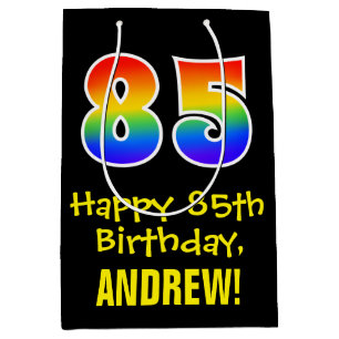 85. Geburtstag: Spaß, kühl, farbig, Regenbogen "85 Mittlere Geschenktüte