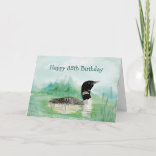 85. Geburtstag Spaß Watercolor Loon Bird Nature Karte
