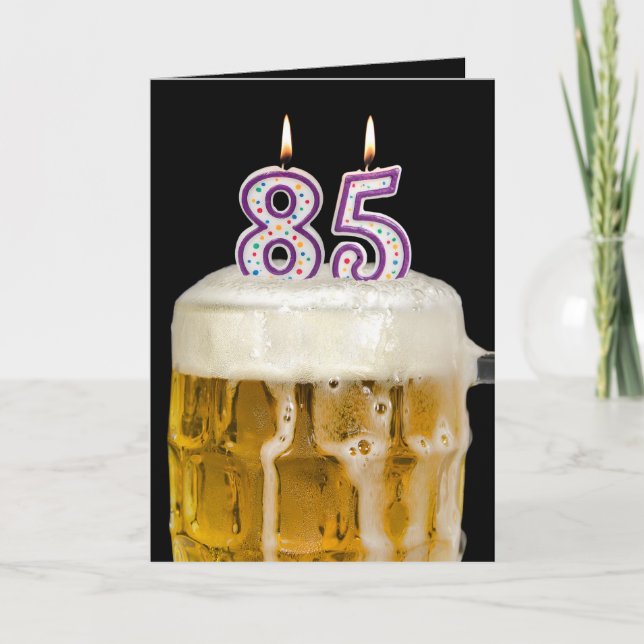 85. Geburtstagsbär auf schwarz Karte (Vorderseite)