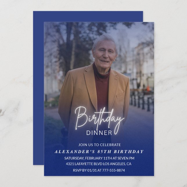 85. Geburtstagseinladung Geburtstagsessen Foto Män Einladung (Vorne/Hinten)