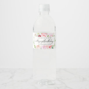 85. Geburtstagsfeier Pinke Pfingstrose Floral Wasserflaschenetikett