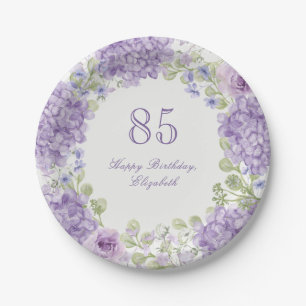 85. Geburtstagspapierteller Elegantes lila Floral Pappteller