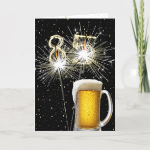 85. Geburtstagsparkler mit Bier-Tasse Karte