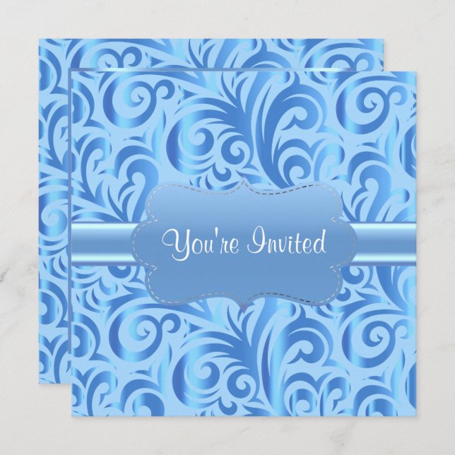 85. Geburtstagsparty | Blau, Silber und Weiß Einladung (Vorne/Hinten)