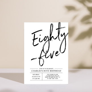 85. Geburtstagsparty mit einem modernen Black Brus Einladung