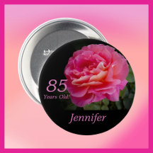 85 Jahre alt, rosa Rose Button Button