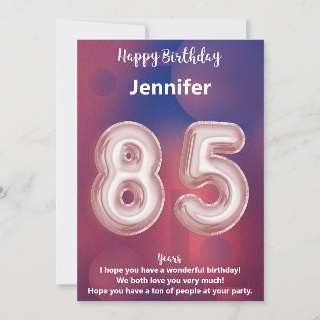 85 Jahre alte Happy Birthday Card (Vorderseite)
