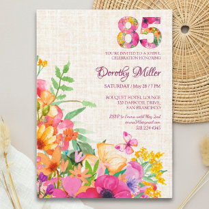 85 Jahre Blume Blumenhandtücher 85. Geburtstag Einladung