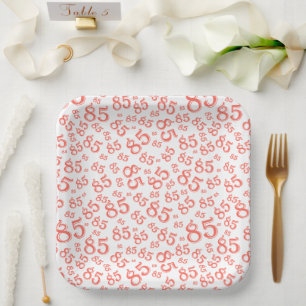 85. Party Random Number Pattern Coral/White Pappteller