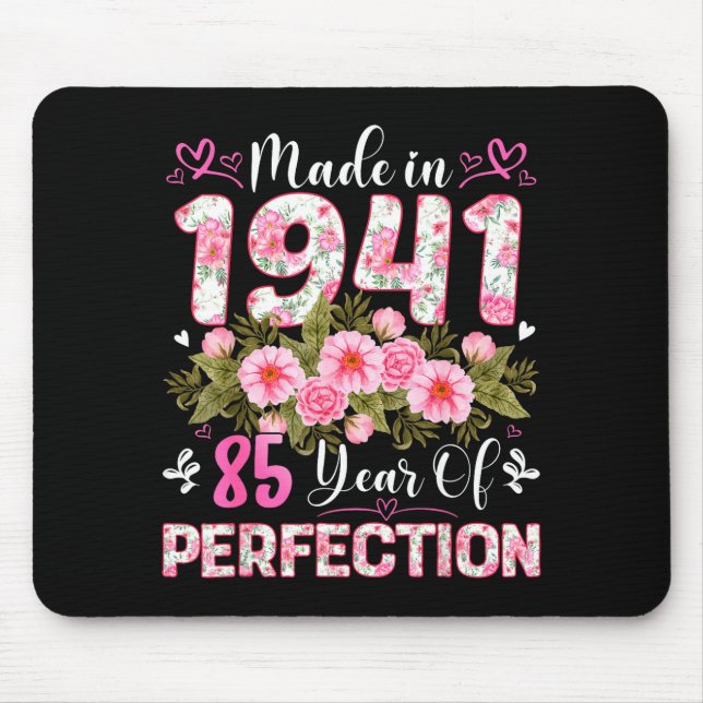 85 Year Old Made In 1941 Floral 85th Birthday Wome Mousepad (Vorne)