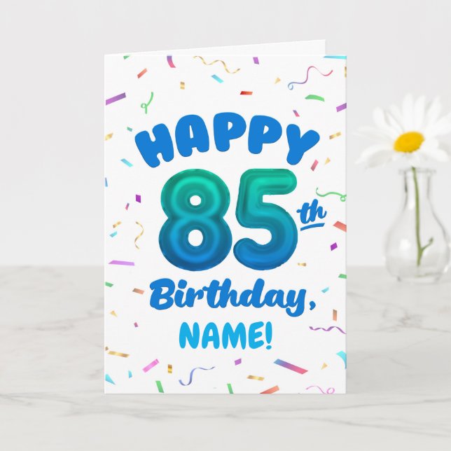 85th Balloon Number Custom Name Birthday Card Karte (Kleine Pflanze)
