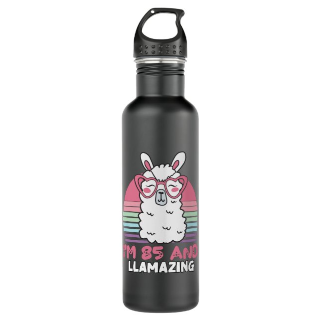 85th Birthday Llamazing Llama 85 Year Old Birthday Edelstahlflasche (Vorderseite)