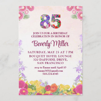 85th Birthday Party - Blush Bloom Floral 85 Einladung