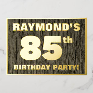 85th Birthday Party: Bold, Faux Wood Grain Pattern Folieneinladung