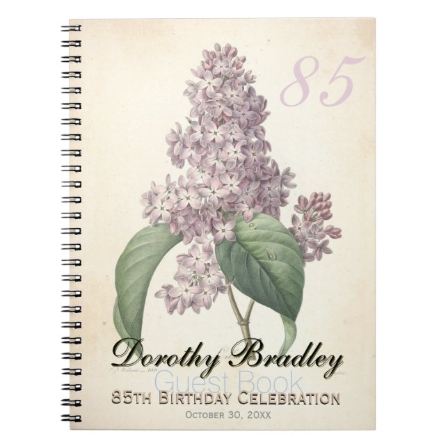 85th Birthday Party Lilac Custom Guest Book Notizblock (Vorderseite)