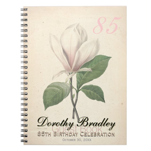 85th Birthday Party Magnolia Custom Guest Book Notizblock (Vorderseite)