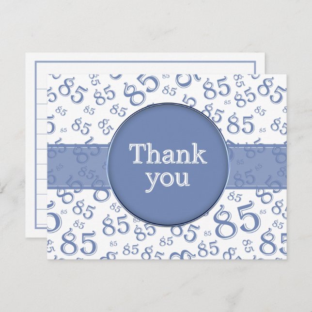 85th Thank You: Blue/White Number Pattern (Vorne/Hinten)