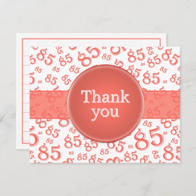 85th Thank You: Coral/White Number Pattern (Vorne/Hinten)