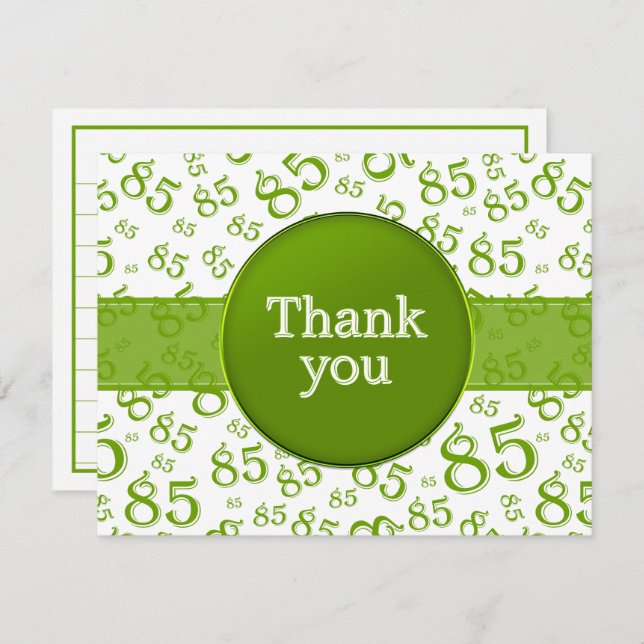 85th Thank You: Green/White Number Pattern (Vorne/Hinten)