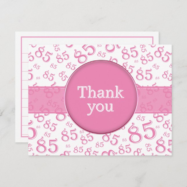 85th Thank You: Pink/White Number Pattern (Vorne/Hinten)