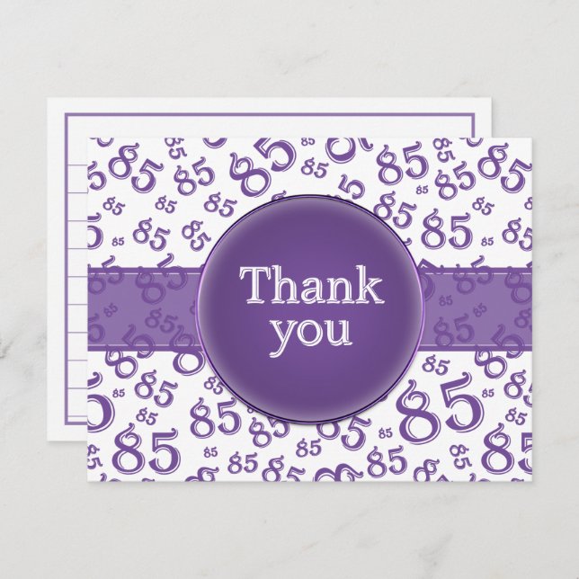 85th Thank You: Purple/White Number Pattern (Vorne/Hinten)