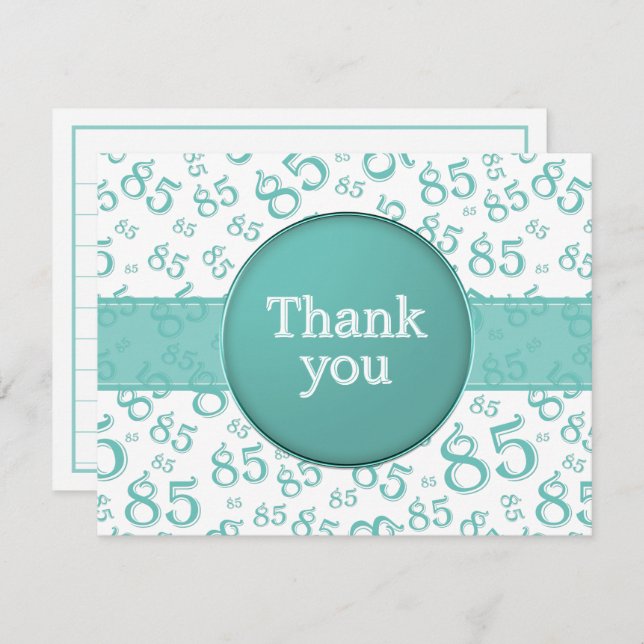 85th Thank You: Teal/White Number Pattern (Vorne/Hinten)