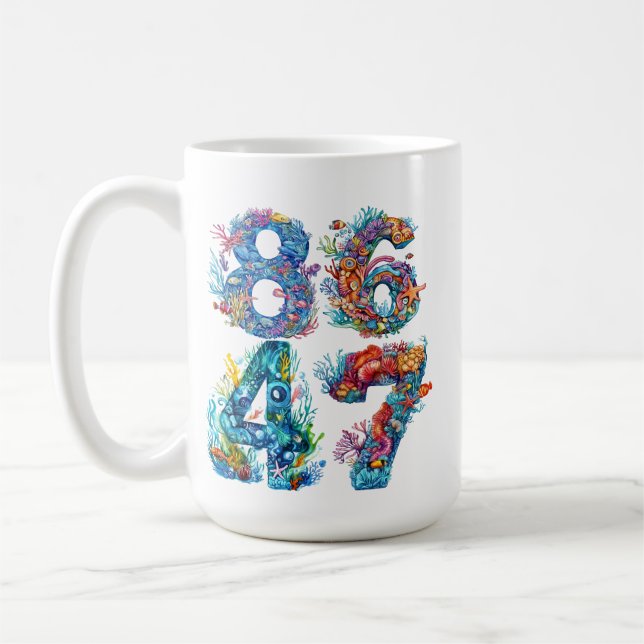 8647 ANTI TRUMP OCEAN THEMED NUMBERS KAFFEETASSE (Links)
