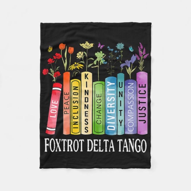 8647 Foxtrots Tangos Deltas Buch Blume Widerstehen Fleecedecke (Vorderseite)