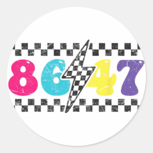 8647 Impeach Trump, Subtile Retro Karierte Anti-tr Runder Aufkleber