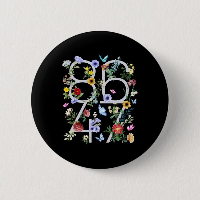 8647 Subtile Anti-Trump-Blumen-Boho  Button (Vorderseite)