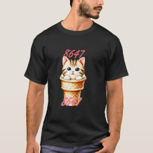 8647 Subtile Florale Retro 86 47 Katze Eiscreme 4. T-Shirt