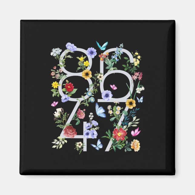 8647 Subtle Anti Trump 86 47 Floral Boho Style 1 Magnet (Vorne)