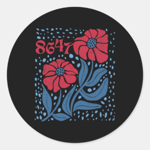 8647 Subtle Anti Trump 86 47 Floral Boho Style 4 Runder Aufkleber