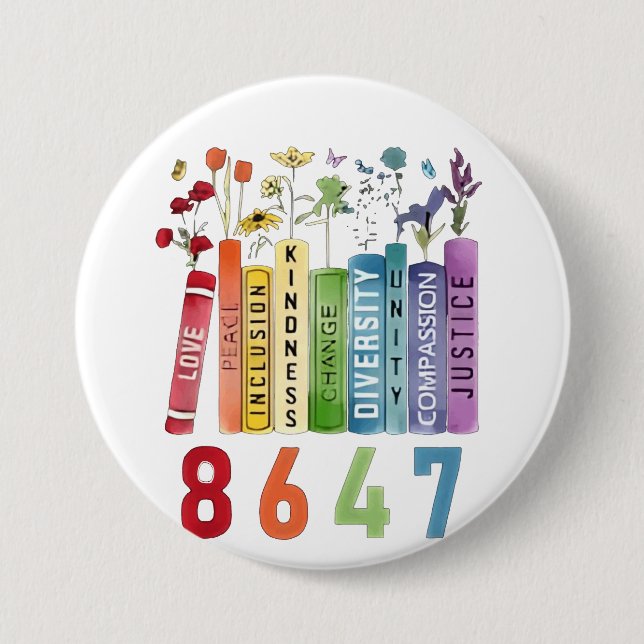 8647 Subtle Anti Trump Anti MAGA 86 47 Floral LGBT Button (Vorderseite)
