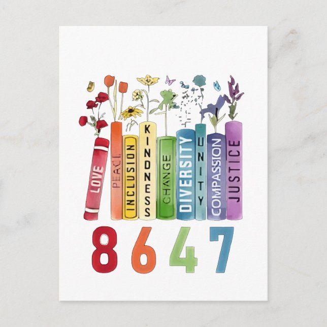 8647 Subtle Anti Trump Anti MAGA 86 47 Floral LGBT Einladungspostkarte (Vorderseite)
