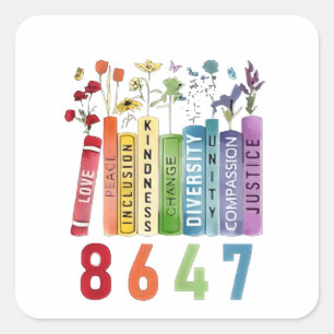 8647 Subtle Anti Trump Anti MAGA 86 47 Floral LGBT Quadratischer Aufkleber