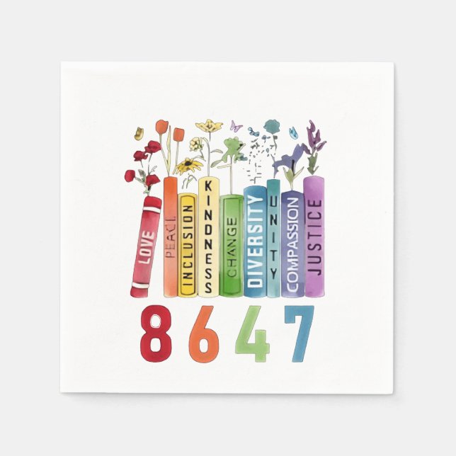 8647 Subtle Anti Trump Anti MAGA 86 47 Floral LGBT Serviette (Vorderseite)