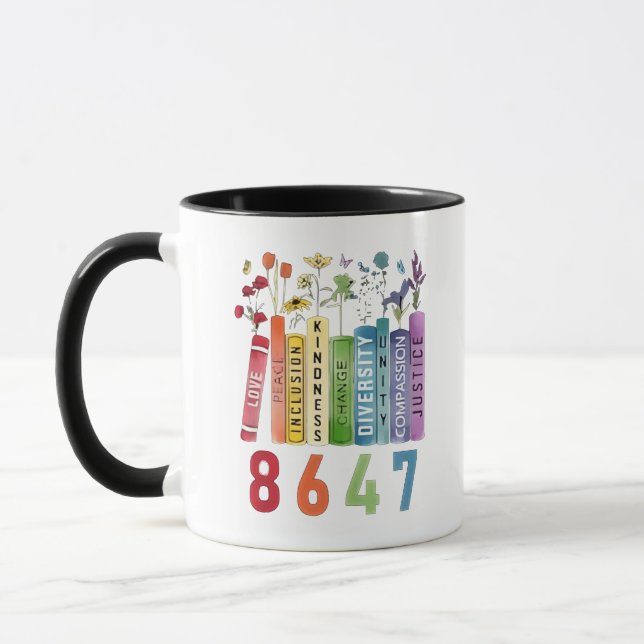 8647 Subtle Anti Trump Anti MAGA 86 47 Floral LGBT Tasse (Links)