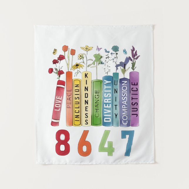8647 Subtle Anti Trump Anti MAGA 86 47 Floral LGBT Wandteppich (Vorderseite)