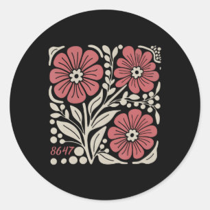 8647 Subtle Trump 86 47 Floral Boho Style Runder Aufkleber