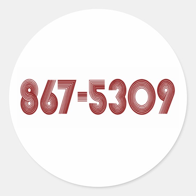 867-5309 RUNDER AUFKLEBER (Vorderseite)