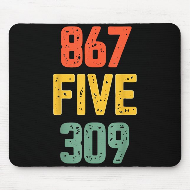 867 Five 309 Retro Music Number Funny 80s Throwbac Mousepad (Vorne)
