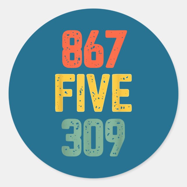 867 Five 309 Retro Music Number Funny 80s Throwbac Runder Aufkleber (Vorderseite)