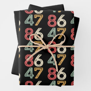 86 47 Anti Trump Vintag 80er Retro Style Geschenkpapier Set