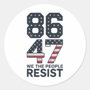 86 47 Widerstehen Anti Trump Vintage 8647 USA-Flag Runder Aufkleber