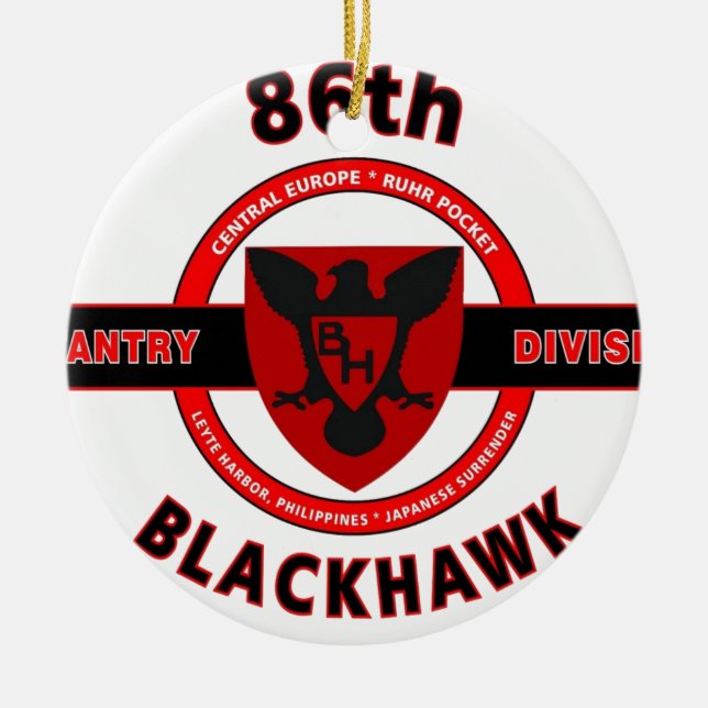 86. ABTEILUNG der INFANTERIEDIVISION-"BLACKHAWK" Keramik Ornament (Vorne)