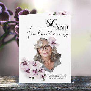 86 & Fabulous Orchideen-Foto-Geburtstagskarte Karte